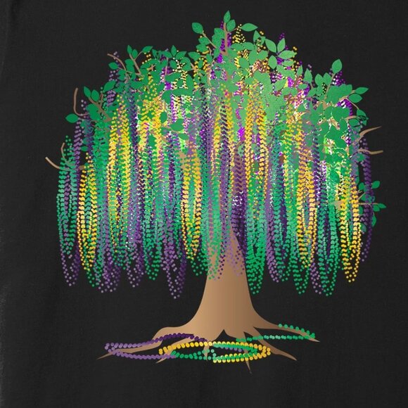 Mardi Gras Bead Tree Celebration Carnival Festival Party New Orleans Fan Tee159 - Picture 2 of 5